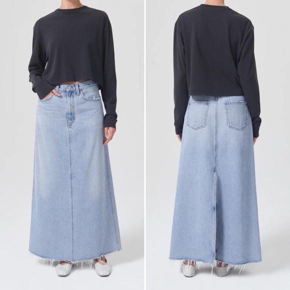 Agolde Denim Hilla Skirt In Practice (light blue) Size 26 - Picture 1 of 12